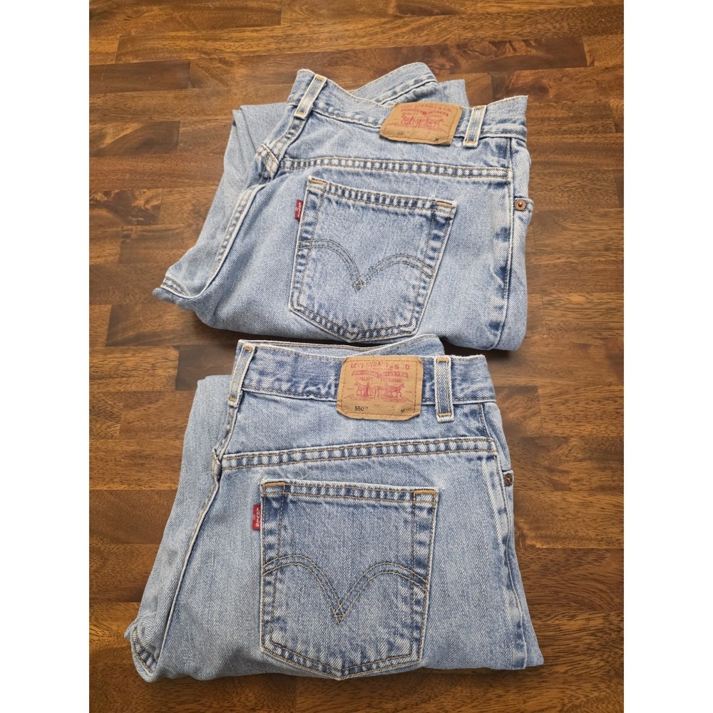 2 Levi's 550 Womens Size 14 Petite‎ Relaxed Fit Tapered Vintage 2003 Y2K GENX